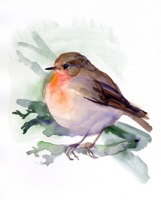 Fat watercolor bird tattoo design