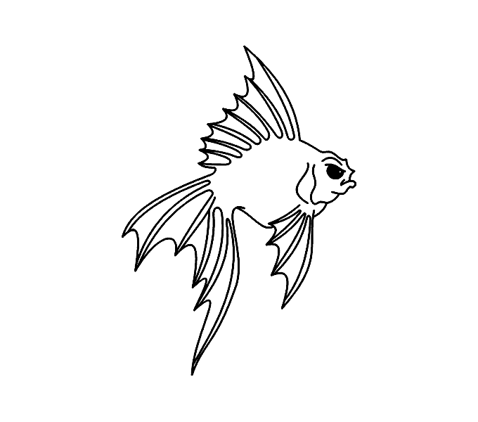 Fearful black-eyed gold fish tattoo design