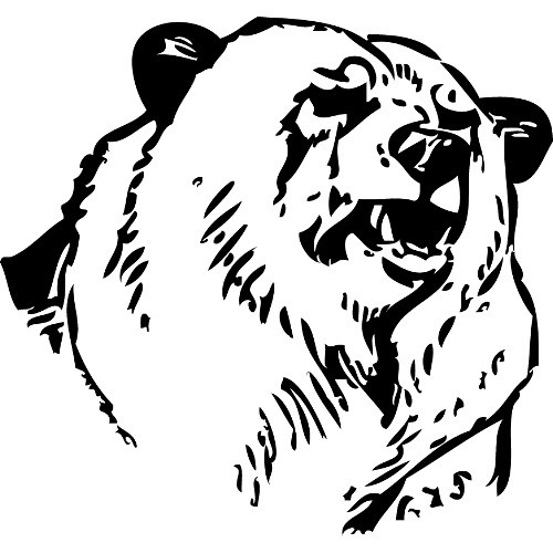 Fine outline grizzly head tattoo design