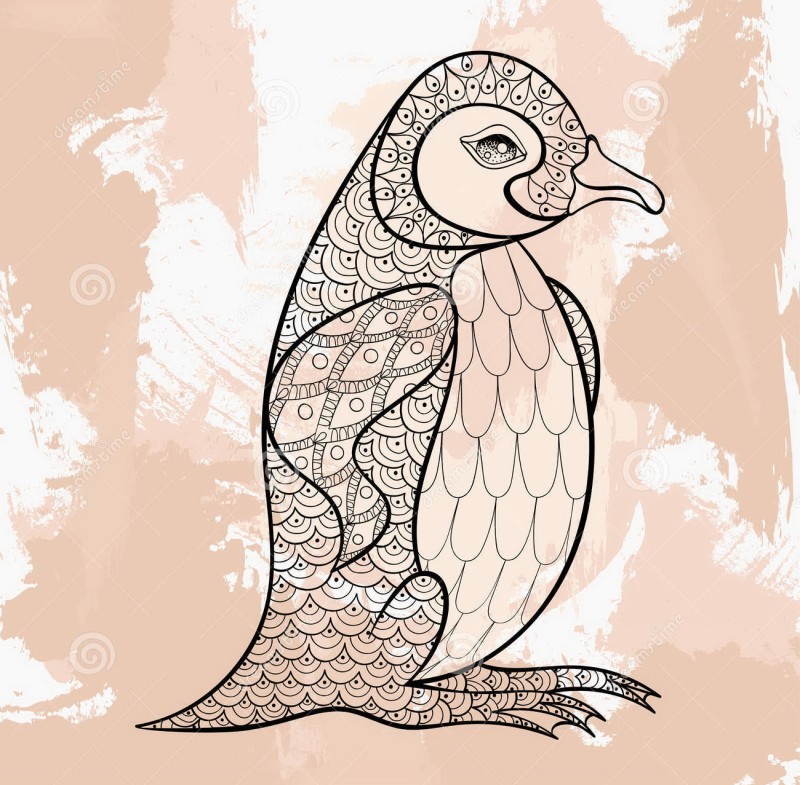 Fine rich patterned penguin baby tattoo design