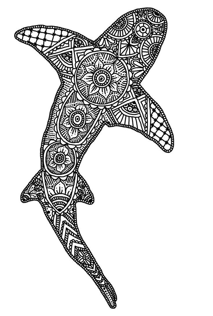 Folk indian-patterned shark tattoo design