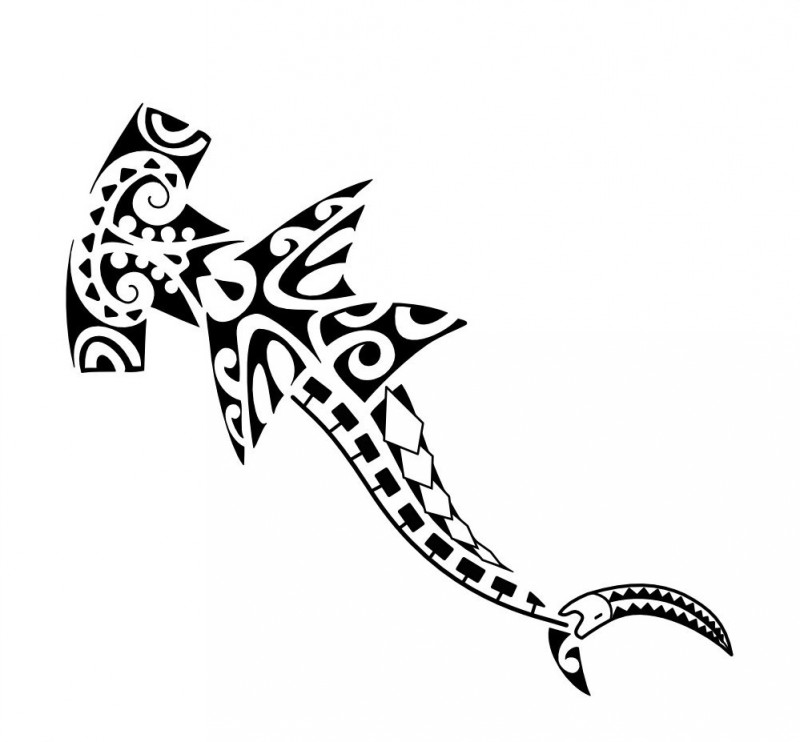 Free black polynesian hummer shark tattoo design