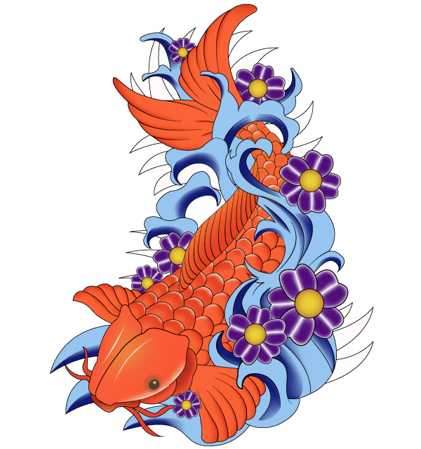 Free japanese vector koi fish with double horns tattoo design