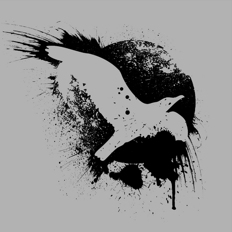 Free white bird flying on black splash background tattoo design