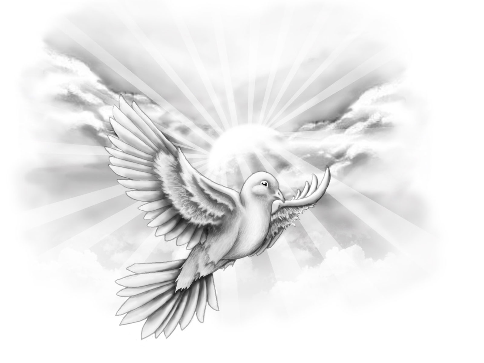 Free white bird flying on shining sun background tattoo design
