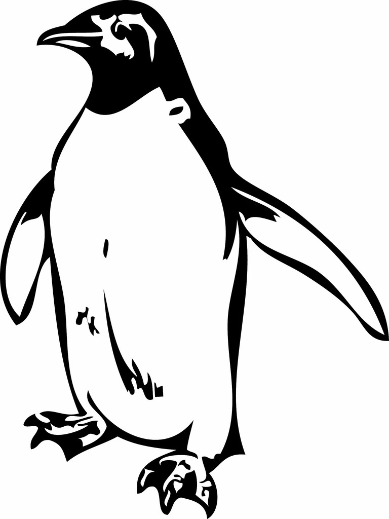 Frightened black-and-white cartoon penguin tattoo design