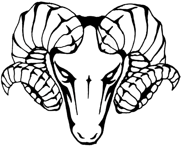 Frightening outline ram head with evil eyes tattoo design