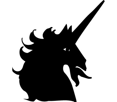 Full-black eyed unicorn silhouette tattoo design