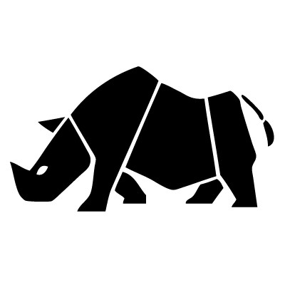 Full-black geometric-style rhino tattoo design