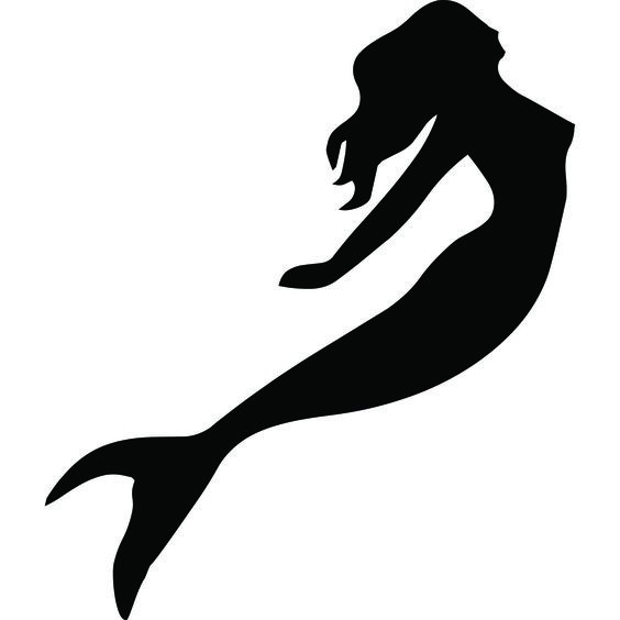 Full-black mermaid silhouette rushing forward tattoo design