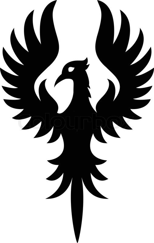 Full-black phoenix bird logo tattoo design