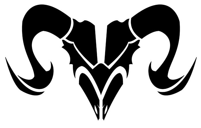 Full-black ram skull tattoo design