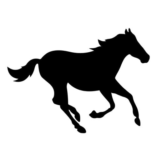 Full-black running horse tattoo design