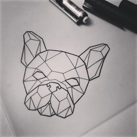 Full-geometric bulldog muzzle tattoo design