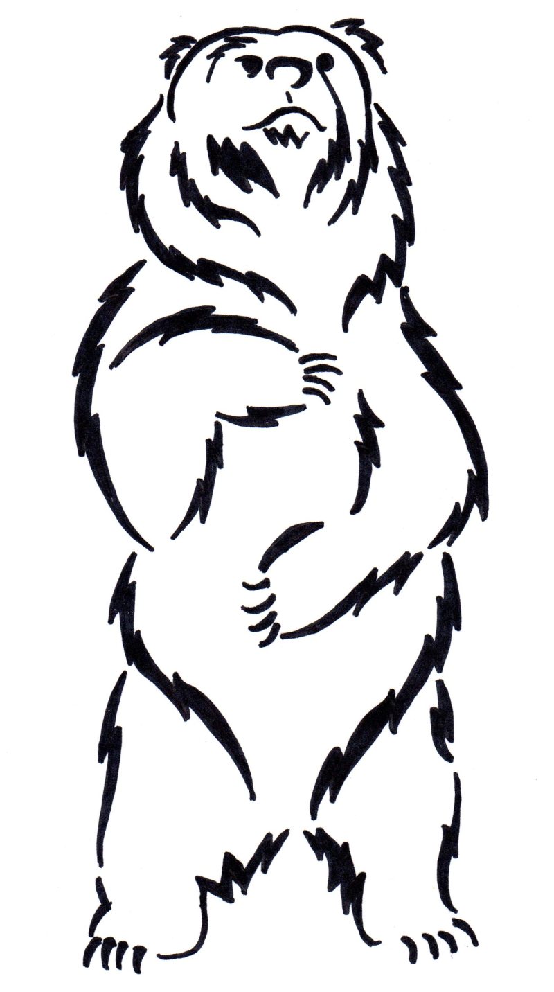 Full-size tribal standing bear tattoo design