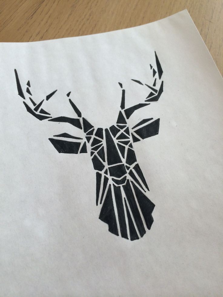 Full black geometric deer tattoo design