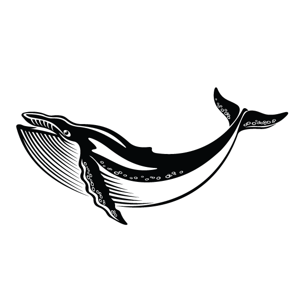 Funny black-ink whale tattoo design