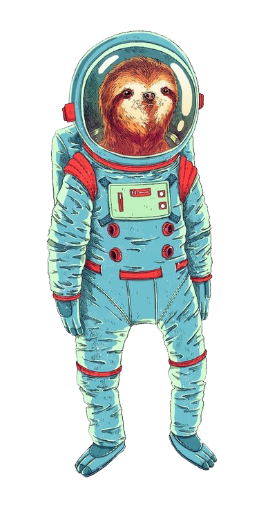 Funny colored sloth astronaut tattoo design