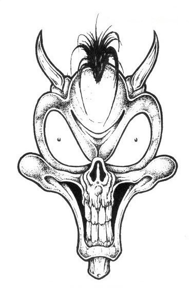 Desenho de tatuagem de demônio cinza tinta-desenho animado louco engraçado