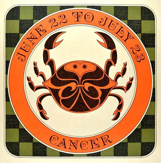 Funny orange-and-black crab in lettered circle tattoo design