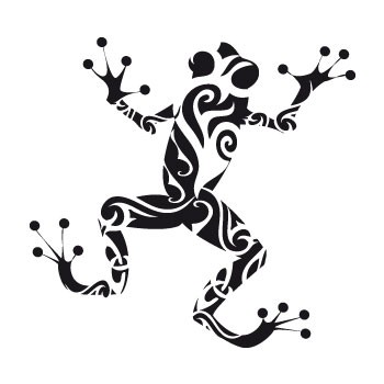 Funny tribal crawling frog tattoo design