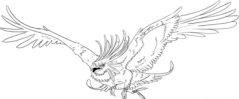 Furious animated phoenix rushing on his prey tattoo design