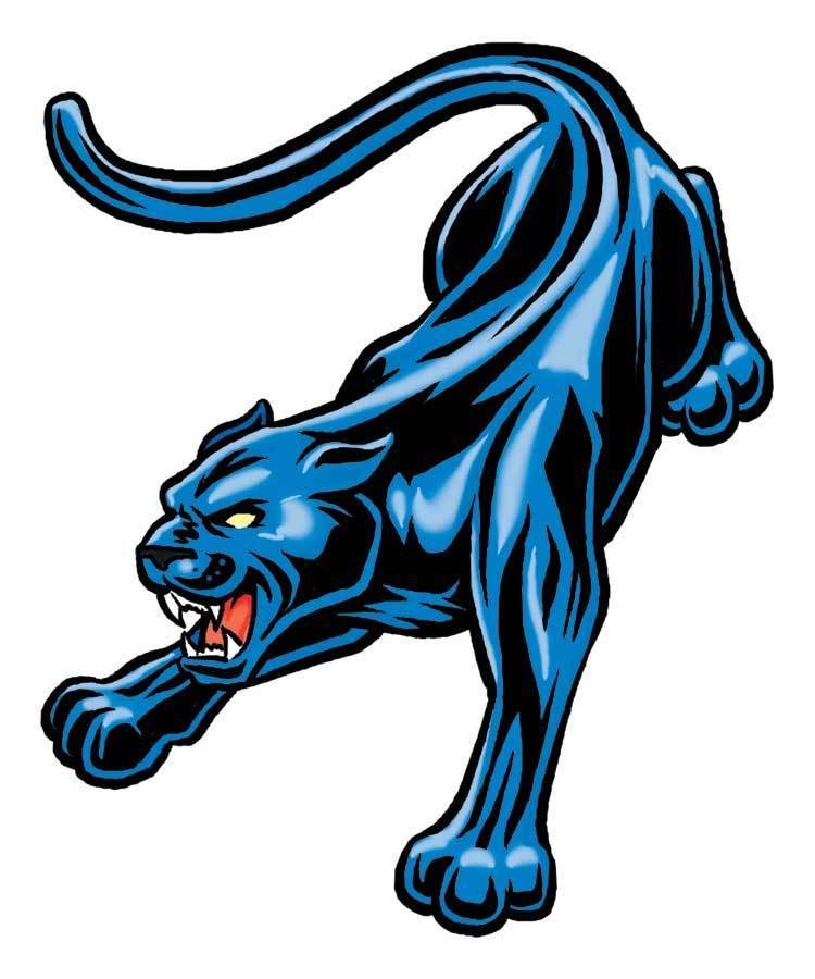 Furious blue roaring panther tattoo design