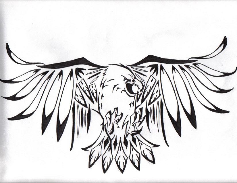 Furious tribal eagle tattoo design
