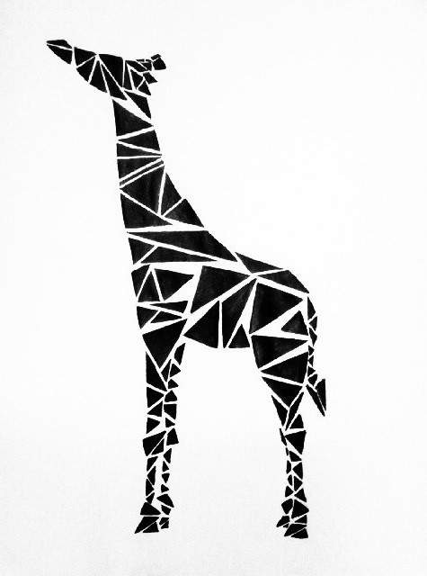 Geometric black-triangled giraffe tattoo design