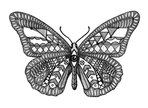Geometric butterfly with eyed body tattoo design