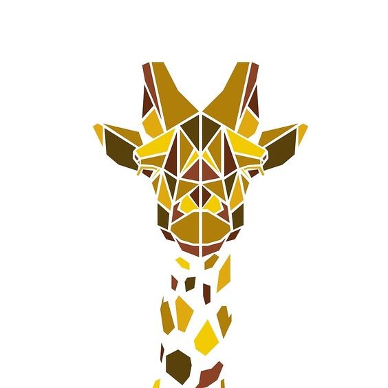 Geometric giraffe portrait in yellow-and-brown colors tattoo design