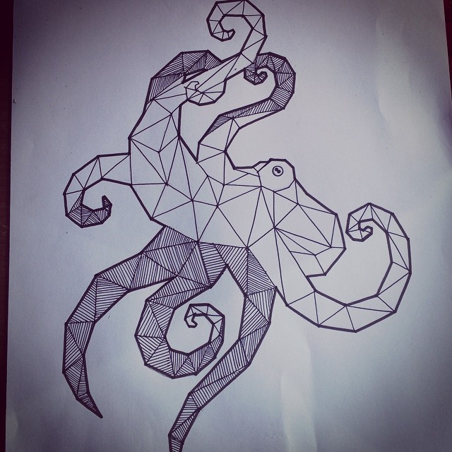 Geometric octopus tattoo design