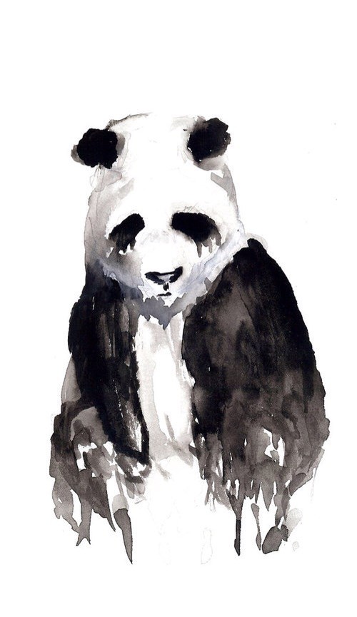 Gloomy black watercolor panda tattoo design