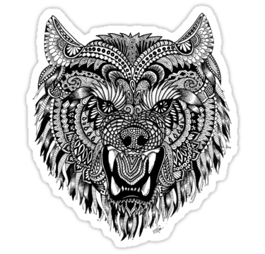 Gnarling patterned wolf tattoo design