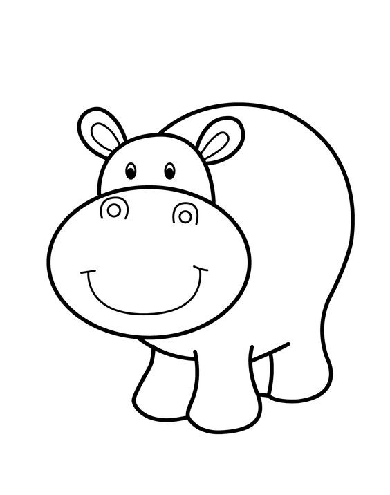 Good cartoon outline hippo tattoo design