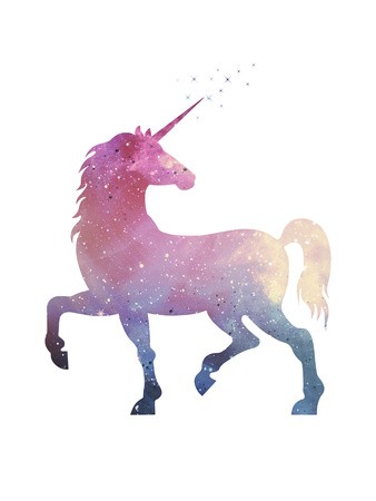 Good colored space unicorn tattoo design