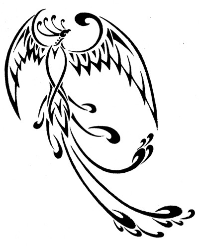 Good elegant tribal phoenix tattoo design by Capoo3