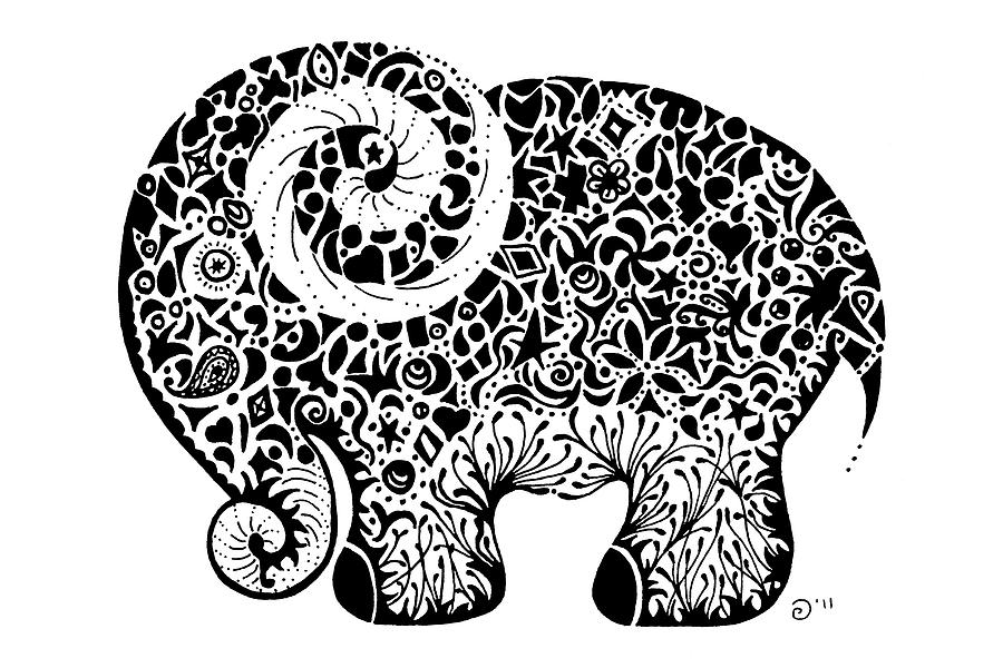 Good small ornamented elephant baby tattoo design