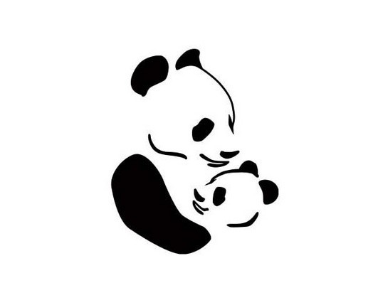 Good tribal embracing panda family tattoo design