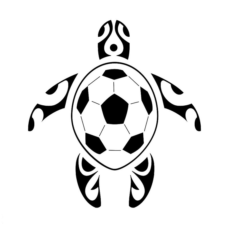 Good tribal turtle with football print on shell tattoo design