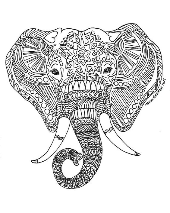 Good uncolored ornamented elephant head tattoo design