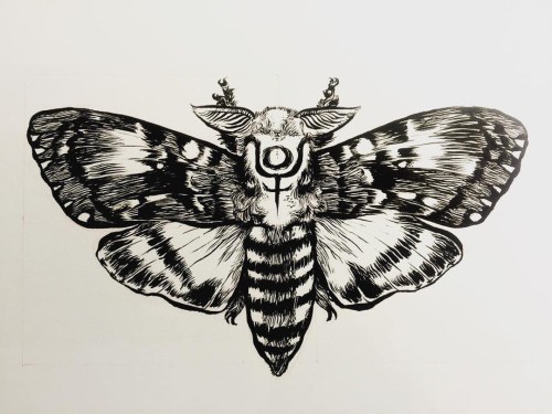 Gorgeous black-and-white moth tattoo design