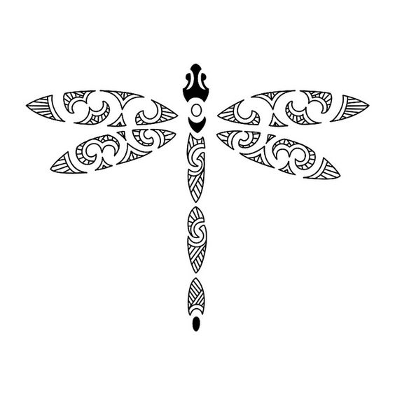 Gorgeous black-and-white swirly-patterned dragonfly tattoo design