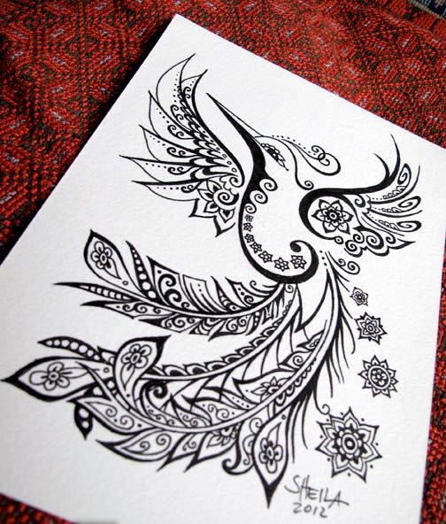 Gorgeous fairy hummingbird tattoo design