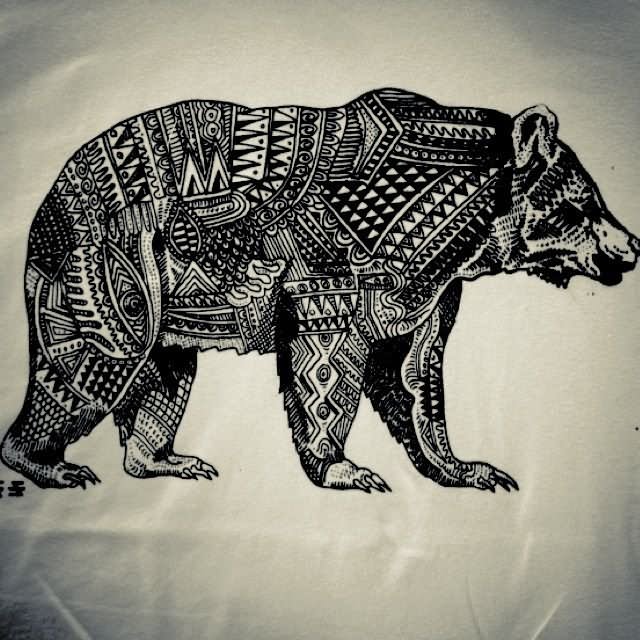 Gorgeous geometric-patterned bear tattoo design