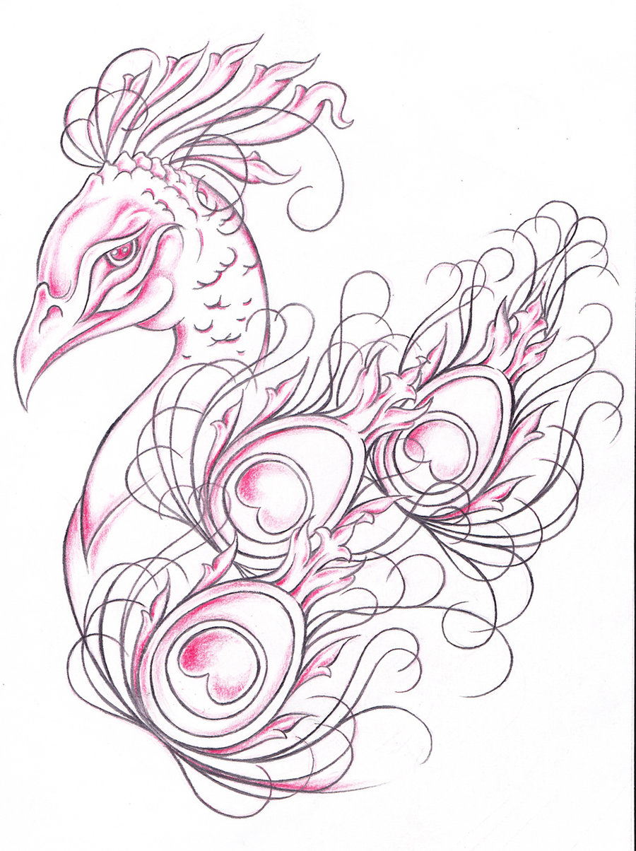 Gorgeous peacock tattoo design by Jinx2304