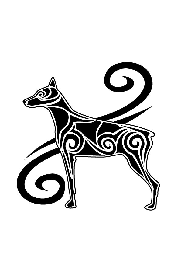 Gorgeous strong tribal doberman tattoo design by Magical Viper