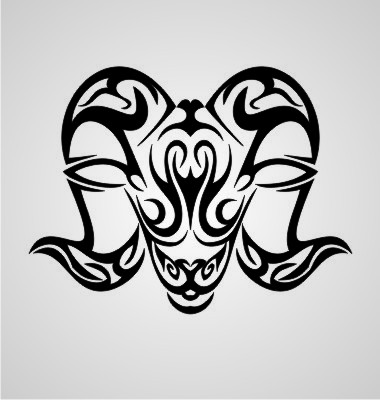 Gorgeous tribal ram head tattoo design