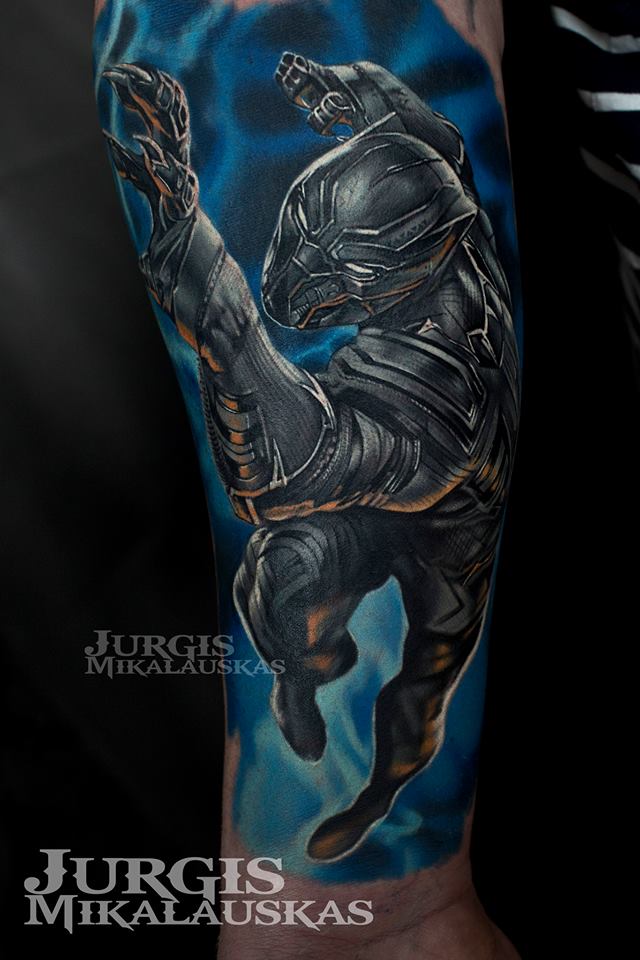 Great Black Panther tattoo on arm