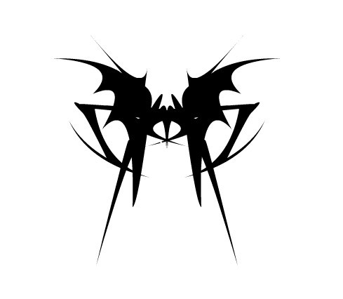 Great black-ink bat emblem tattoo design by Dead Girls Void